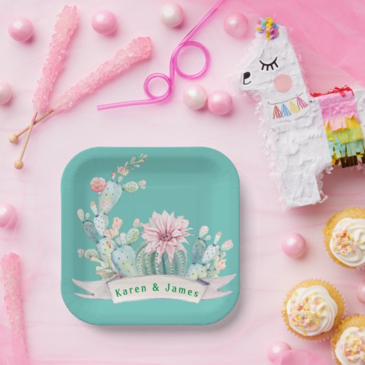 Monogram Zuidwest Blauw Papieren Bordje (Feest)