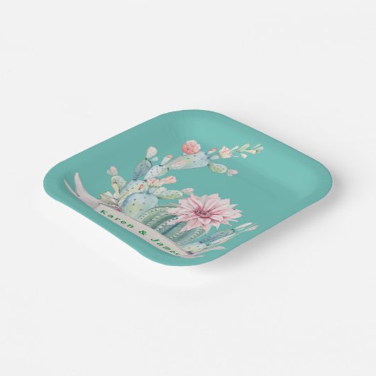 Monogram Zuidwest Blauw Papieren Bordje (Gebogen)