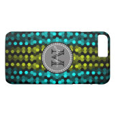 Monogram zuurgroen en Aqua Hexagons-mozaïekpatroon Case-Mate iPhone Case (Achterkant (Horizontaal))