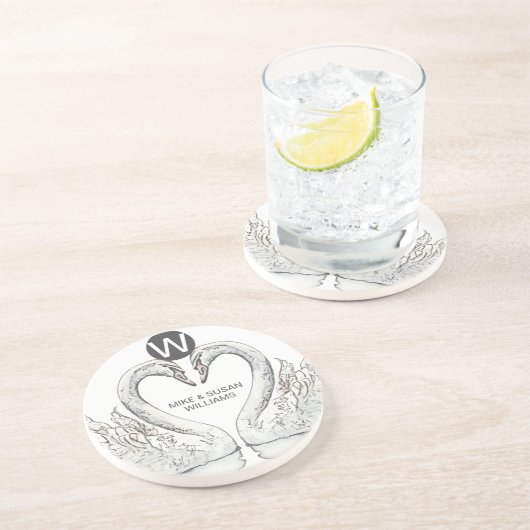 Monogram Zwanenzandsteen Onderzetter (Zijkant)