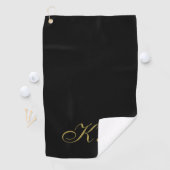 Monogram Zwarde Gouden Initiaal Letters Elegante H Golfhanddoek (Insitu)