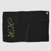 Monogram Zwarde Gouden Initiaal Letters Elegante H Golfhanddoek (Horizontaal)