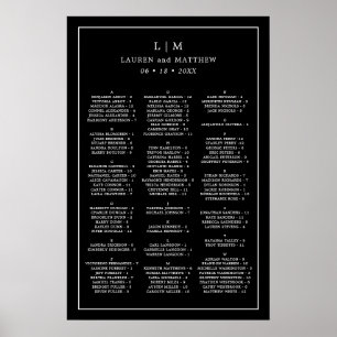 Monogram Zwart Alfabetisch Trouwstoel Arrangement Poster