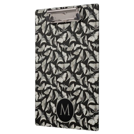 Monogram zwart beige mot bug patroon klembord (Links)