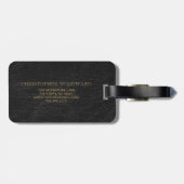 Monogram zwart bladleder goudcirkels zwart bagagelabel (Achterkant horizontaal)