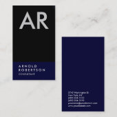 Monogram Zwart Blauw Trend Consultant Visitekaartj Visitekaartje (Voorkant / Achterkant)