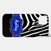 Monogram zwart, Blue Zebra Stripe iPad Air-draagta Case-Mate iPhone Case (Achterkant (horizontaal))