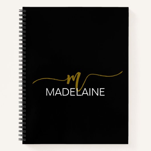 Monogram zwart bruin persoonlijk notitieboek (Voorkant)