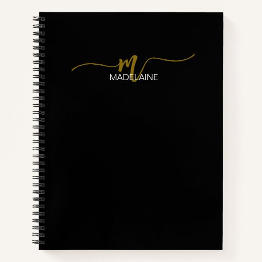 Monogram Zwart Bruin Persoonlijk Notitieboek (Voorkant)