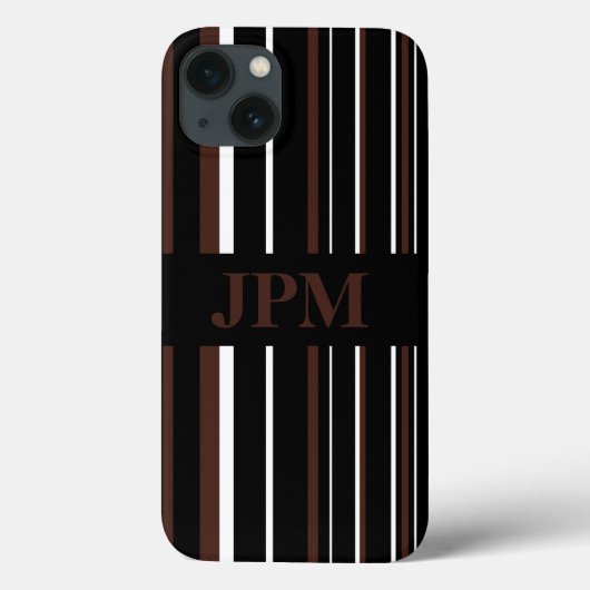 Monogram zwart, bruine barcode streep Case-Mate iPhone case (Achterkant)