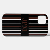 Monogram zwart, bruine barcode streep Case-Mate iPhone case (Achterkant (horizontaal))