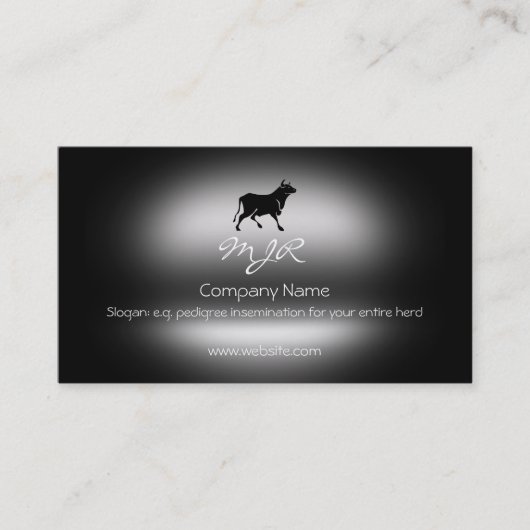 Monogram, zwart Bull Silhouette, metaalachtig effe Visitekaartje (Voorkant)