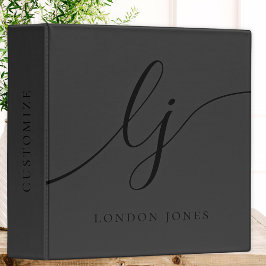 Monogram Zwart Calligrafie Script Initiaal Elegant 1 1/2" Multomap