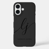 Monogram Zwart Calligrafie Script Initialen Elegan Case-Mate iPhone Case (Achterkant)