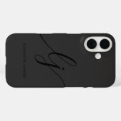 Monogram Zwart Calligrafie Script Initialen Elegan Case-Mate iPhone Case (Achterkant (horizontaal))
