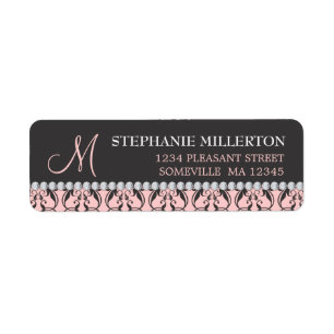 Monogram zwart Damask & Diamonds Etiket