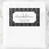 Monogram zwart damask lijst uit de stad geschenkza rechthoekige sticker (Tas)