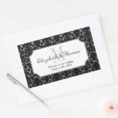 Monogram zwart damask lijst uit de stad geschenkza rechthoekige sticker (Envelop)