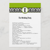 Monogram Zwart Damast Wedding Programma Programmakaart (Achterkant)