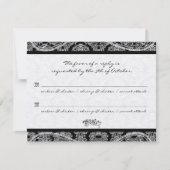 Monogram Zwart Damast Wedding Response RSVP (Voorkant)