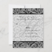 Monogram Zwart Damast Wedding Response RSVP (Voorkant)