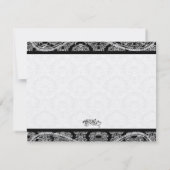 Monogram Zwart Damast Wedding Response RSVP Kaartje (Achterkant)