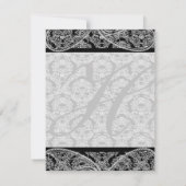 Monogram Zwart Damast Wedding Response RSVP Kaartje (Achterkant)