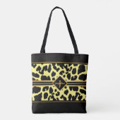 Monogram zwart dier afdrukken Faux Gold op GEEL Tote Bag (Achterkant)