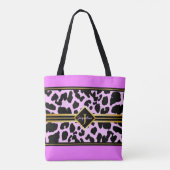 Monogram zwart dier afdrukken Faux Gold op PINK Tote Bag (Achterkant)
