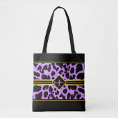 Monogram zwart dier afdrukken Faux Gold op PINK Tote Bag (Voorkant)