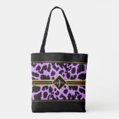 Monogram zwart dier afdrukken Faux Gold op PINK Tote Bag (Achterkant)