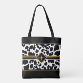 Monogram zwart dier afdrukken Faux Gold op wit Tote Bag (Achterkant)