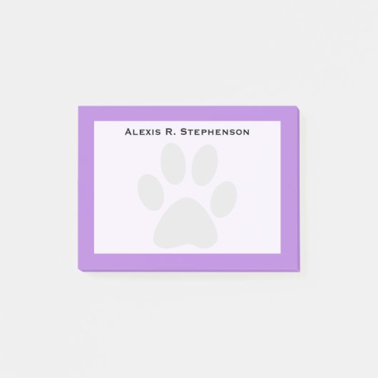 Monogram Zwart Dierenpootafdruk Lavendel Paars Post-it® Notes (Voorkant)