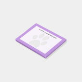 Monogram Zwart Dierenpootafdruk Lavendel Paars Post-it® Notes (Schuin)