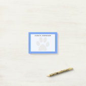 Monogram Zwart Dierenpootje Print Korenbloem Blauw Post-it® Notes (Op bureau)