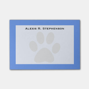 Monogram Zwart Dierenpootje Print Korenbloem Blauw Post-it® Notes