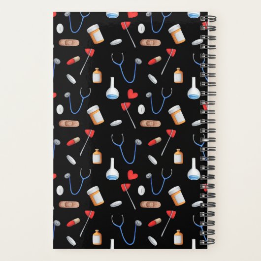 Monogram zwart Doctor Nurse Equipment Pattern Planner (Achterkant)