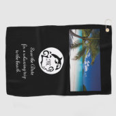 Monogram zwart Dolphin Silhouette Golfhanddoek (Horizontaal)