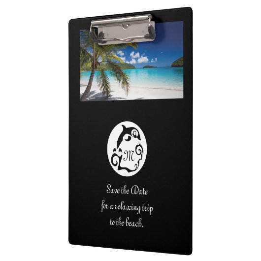 Monogram zwart Dolphin Silhouette Klembord (Links)