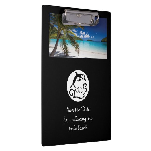 Monogram zwart Dolphin Silhouette Klembord (Rechts)