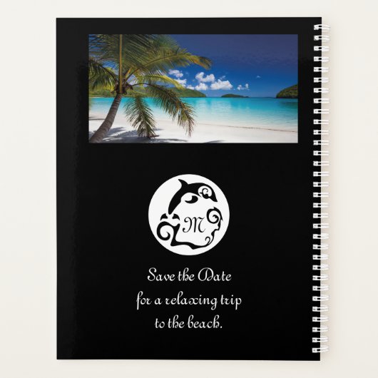 Monogram zwart Dolphin Silhouette Planner (Achterkant)