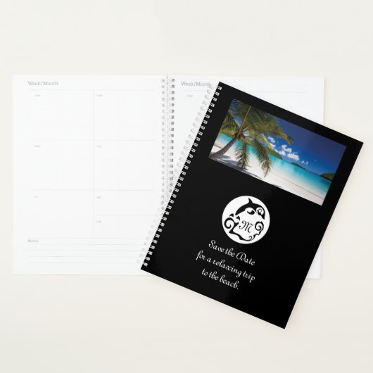Monogram zwart Dolphin Silhouette Planner (Display)