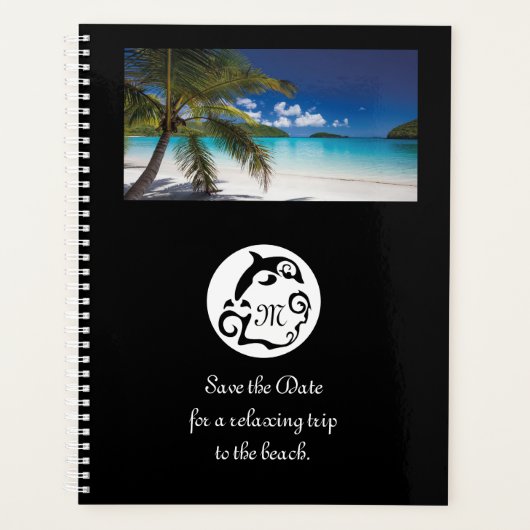 Monogram zwart Dolphin Silhouette Planner (Voorkant)