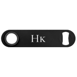 Monogram zwart eenvoudig modern elegant monogram- speed flessenopener