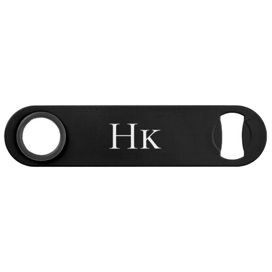 Monogram zwart eenvoudig modern elegant monogram- speed flessenopener (Voorkant (Horizontaal))