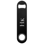 Monogram zwart eenvoudig modern elegant monogram- speed flessenopener (Voorkant)