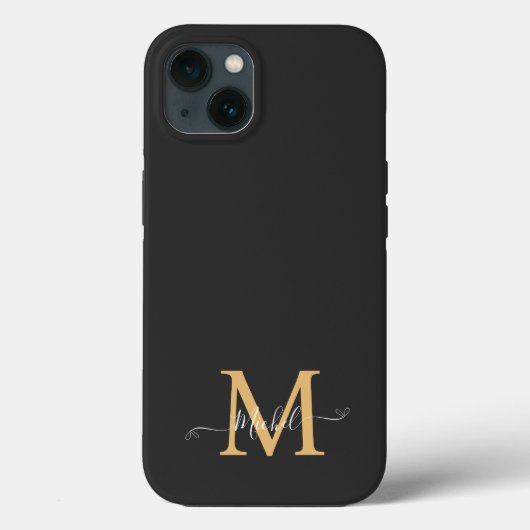 Monogram zwart | Elegant minimalistisch Case-Mate iPhone Case (Achterkant)