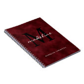 Monogram zwart Elegant Red Velvet Script Notitieboek (Rechterzijde)