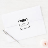 Monogram Zwart Elegant Script Koppel Naam Modern Vierkante Sticker (Envelop)