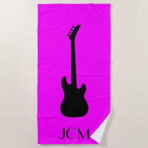 Monogram Zwart Elektrische Basgitaar / Roze Strandlaken